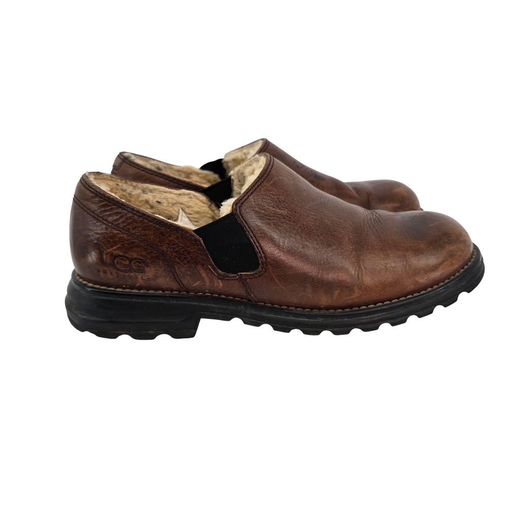 UGG Australia 5356 Distressed Brown Leather Shearling Lined Loafers Womens 9